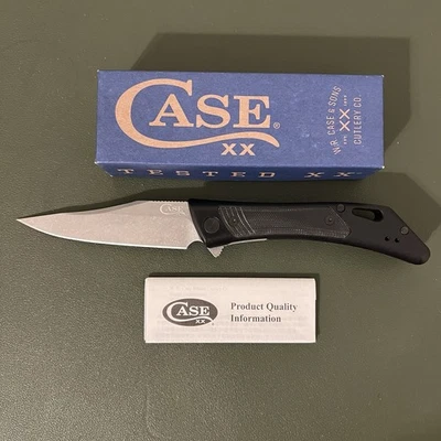 Case XX 53503 Shark Tooth Flipper Knife Anodized Aluminum W/Black G-10 Inlay - Image 1 of 4
