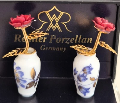 Reutter Porzellan Minatur Puppenstube Blumen Vasen Blumenvase Dekor wie neu OVP - Bild 1 von 4