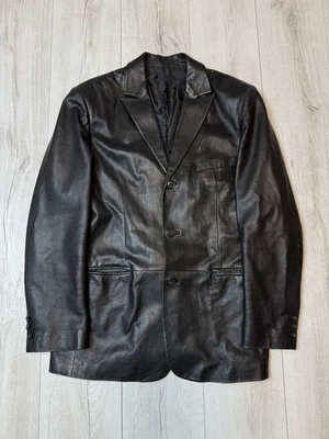 LEONARDO leather jacket black mens size 52 - Image 1 of 4