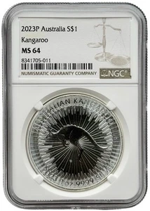 2023-P Australia 1 oz .9999 Fine Silver Kangaroo NGC MS64 - Picture 1 of 2