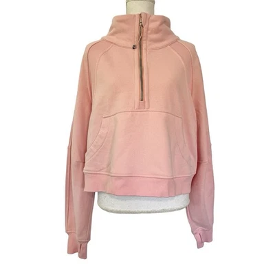 Sudadera Lululemon Grande 1/2 Cremallera Buceo Cuello Embudo Talla M/L Rosa Recortada Foto 1 de 4