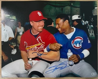 MARK MCGWIRE SAMMY SOSA DUAL SIGNED AUTO 16X20 PHOTO BAS BGS AUTOGRAPHED A - Image 1 of 4