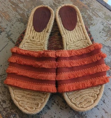 Womens Alex + Alex Bow Fringe Slides Burnt Orange Espadrilles Slip on Size US 10 - Image 1 of 4