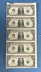2003 SERIES * $1 UNCUT DOLLAR BILL * 5x $1 UNCIRCULATED COND. - Picture 1 of 2