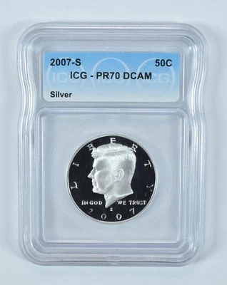 Medio dólar Kennedy 2007-S plata PR70 DCAM ICG *1449 Foto 1 de 4