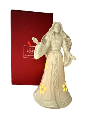 NIB LENOX Angel Light Up Figurine Ceramic Ivory Gold Wireless Snowflake Cutout - Image 1 of 4