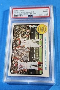 1973 TOPPS BASEBALL #208 WORLD SERIES GAME 6 JOHNNY BENCH HOF PSA 9 MINT - Picture 1 of 2