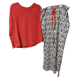 Sonoma Life+Style Corallo (rosa/arancione) Pinguino Accogliente Pigiama Set Grande Lungo - Foto 1 di 8