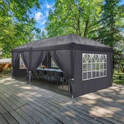 Faltpavillon Pavillion 3x6m Gartenzelt Partyzelt Wasserdicht UV-Sch Fest Grau - Bild 1 von 4