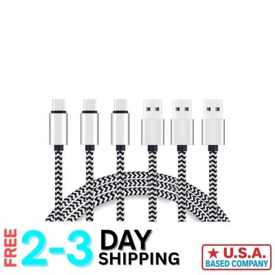 Nylon Braided 10ft USB C Cable Set - Fast Charging for Galaxy Devices - Image 1 of 4