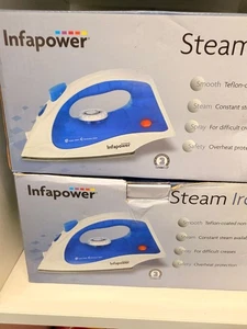 Infapower 1400W Steam Iron | Teflon Soleplate | Spray / Steam / Dry | Blue & Whi - Picture 1 of 3