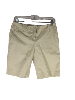 Ann Taylor Loft Womens Stretch Bermuda Short Button Fly Pockets Size 0 Beige - Image 1 of 4