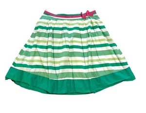 Mini Boden Green White Stripes Circle Skirt Pink Bow Girls 13-14Y 100% Cotton - Picture 1 of 9