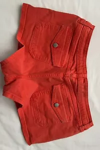 Vintage NOBO Micro Mini Pantaloncini Jrs 13 32x2 Arancione Sexy Denim Jeans In perfette condizioni - Foto 1 di 10