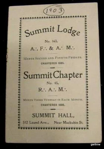 FREIMAURERLODGE 1903 A.F. & A.M. SUMMIT LODGE MINNESOTA FREIMAURER GESCHICHTE & OFFIZIERE - Bild 1 von 1