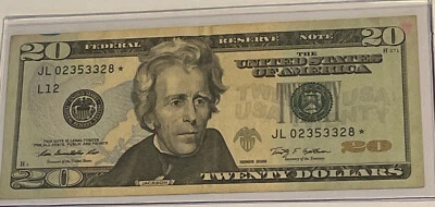 US Fancy Star Error Note Serial Twenty Dollar Replacement Duplicate Ink Fed $20 - Image 1 of 2