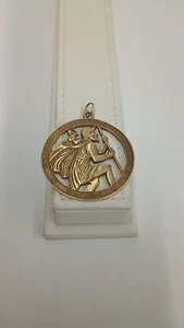 Vintage 14k Yellow Gold Cut Out Saint Christopher Pendant - Picture 1 of 7
