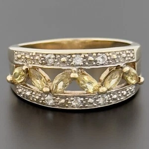 9ct Yellow Gold Citrine Cluster Ring Size N Hallmarked - Picture 1 of 10