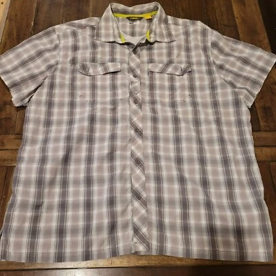 Cabelas 2XL CoolMax Mens Plaid Button-Up Shirt Gray & White - Image 1 of 4