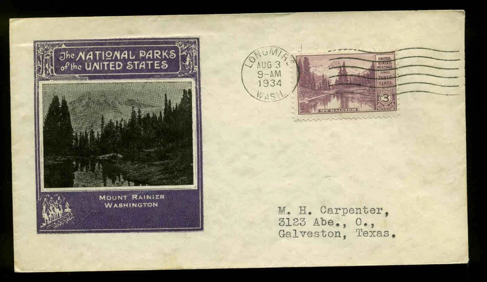742 3c PARKS FDC LONGMIRE, WA PLANTY #P3 IOOR CACHET - Image 1 of 1