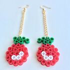 Red Cherry Perler Bead Earrings and Necklace Set
