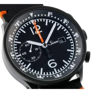 SINN Instrument Chronograph 717 Automatic Black Dial Leather Strap Mens Watch - Picture 1 of 9