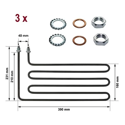 SAUNADORA 3 x Rohrheizkörper Heizstab 2500 Watt für Weka Karibu Saunaofen Watt Classic SHG