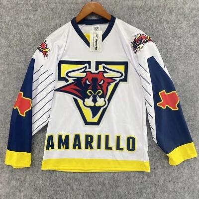 Camiseta Amarillo Bulls NAHL Juvenil S Blanca Ligas Menores Hockey Parches Cosidos Nueva con Etiquetas Foto 1 de 4