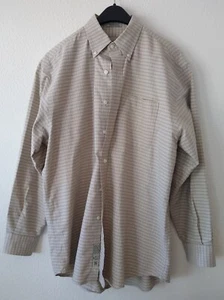 CUTTER & BUCK MENS M/M Plaid Tan Long Sleeve Dress Shirt Button Down Cotton - Picture 1 of 9