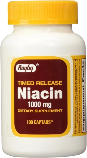 Rugby Niacin Timed Release 1000mg - 100 Tablets