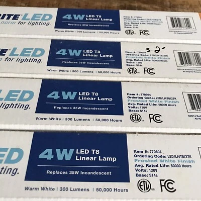 LED/LI4T8/27K - 4 Watt - S14s Base - 2700K - LED Set Of 4 Frosted Linear Lamps - Image 1 of 4