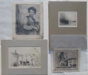 Noted New Jersey Artist Ray Bancroft Salem Drawing 3 Etching Prints w/ Maritime - Picture 1 of 12