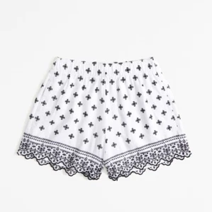 Abercrombie & Fitch Elastic Waist Eyelet Embroidered Shorts Linen Blend Sz L NWT - Picture 1 of 1