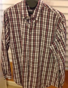 Croft&barrow Men's XXL Shirt Dress Top Button Red/White/Blue Plaid Cotton/Blend - Picture 1 of 12