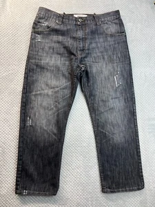 Jeans uomo larghi carta denim e panno 36x27 Y2K invecchiato dritto skater grunge - Foto 1 di 13
