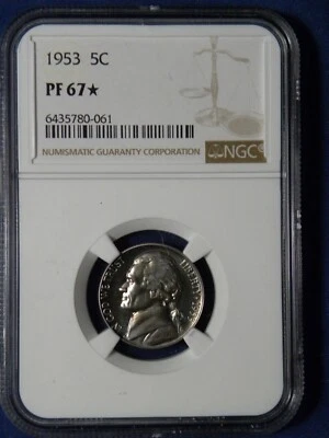 1953 PROOF JEFFERSON NICKEL 5C NGC CERTIFIED PF 67* STAR 061 - Image 1 of 2