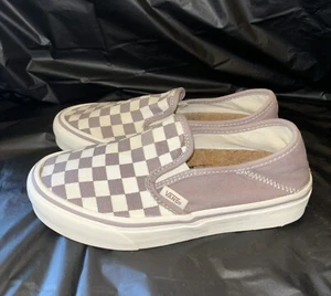 VANS Womens Eco Theory 5.5 Slip On LTD ED. Purple Dove Checkerboard Skate Shoes - Picture 1 of 7