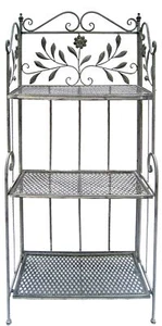 Eisenregal Standregal Deko Metallregal Gartenregal 3 Etagen Antik grau braun - Bild 1 von 6