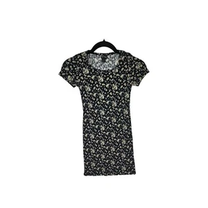 Art Class Girls short sleeve Daisy print  black stretch knit dress size 7/8 - Picture 1 of 7