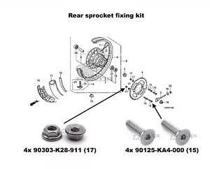Honda CRF125 2020-2025 Stainless steel rear sprocket bolts & nuts monting kit - Picture 1 of 24
