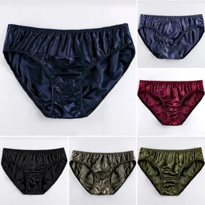 Mens Shiny Silk Bikini Satin Briefs Knickers Underwear Panties Underpants - Picture 1 of 45