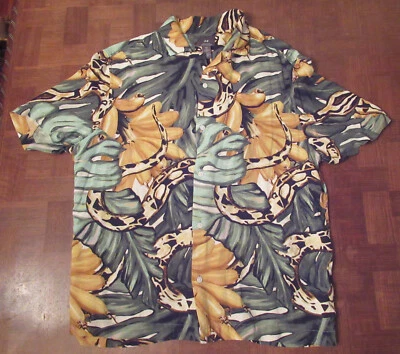H&M anaconda snake jungle button-front Hawaiian shirt LARGE - Image 1 of 4