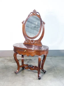⚜️ ANTICA CONSOLE CARLO X SPECCHIO EPOCA 1800 SPECCHIERA LEGNO MARMO CASSETTO - Foto 1 di 14