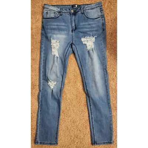Boohoo Blue Distressed Women's Skinny Jeans- Size 8 - Picture 1 of 5