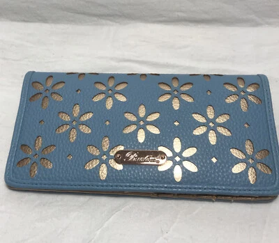 Buxton Tarjetero Corte Láser Cartera con Protección RFID. Azul y dorado metálico Foto 1 de 4