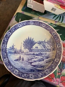 Delfts Large Blue 15.5 inch Diameter Royal Sphinx Boch Belgium Hanging Plate - Picture 1 of 12