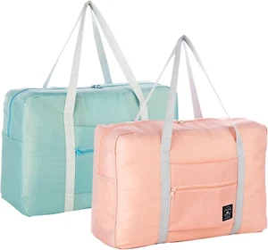 Foldable Travel Duffel Bag 2PCS Tote Carry on Luggage Bag Spirit Airlines Person - Picture 1 of 12