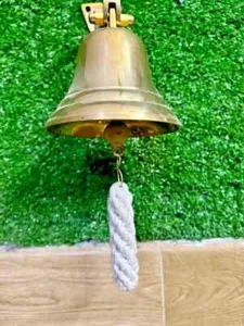 CAMPANA DE BARCO MACIZA MARINA ESTILO VINTAGE DE LATÓN DECORACIÓN DE MONTAJE EN PARED NÁUTICA ANTIGUA - Imagen 1 de 8