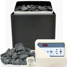 SULENO Saunaofen AURA 9,0 kW Graphit Heizgerät mit Steuerung + 20kg Saunasteine