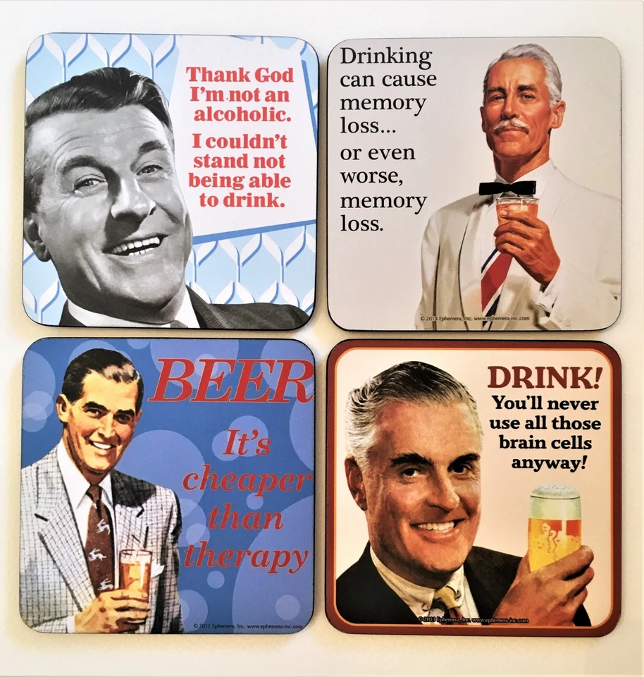 Montañas posavasos - temática humorística de alcohol - Juego de 4 Foto 1 de 1
